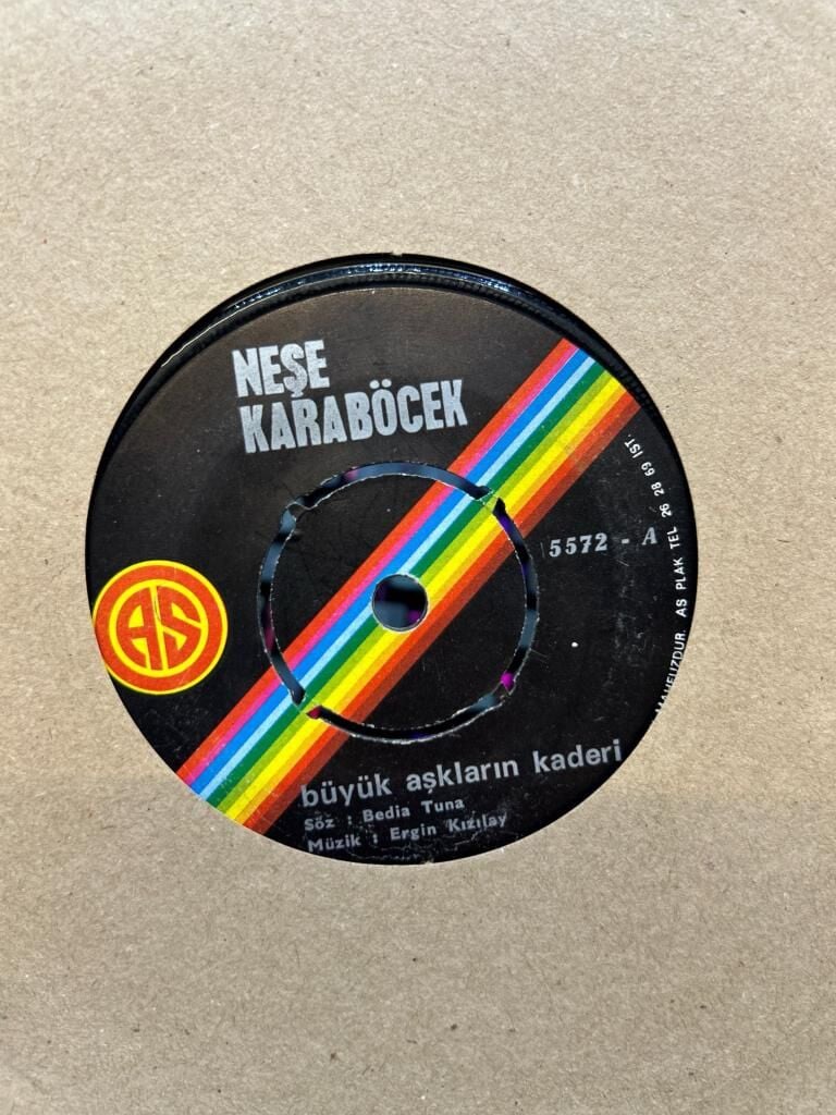 Neşe Karaböcek ‎– Büyük Aşkların Kaderi / Artık Gel Ne Olur 1970LER BASKI 45LİK