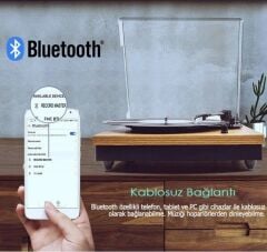 Record Master TT202-J Retro Pikap Bluetooth Özellikli Tüm Plakları Çalabilen Pikap 33, 45, 78 Devir *ÜCRETSİZ KARGO