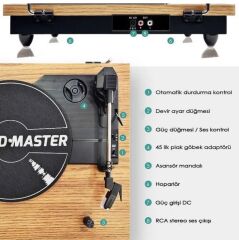 Record Master TT202-J Retro Pikap Bluetooth Özellikli Tüm Plakları Çalabilen Pikap 33, 45, 78 Devir *ÜCRETSİZ KARGO
