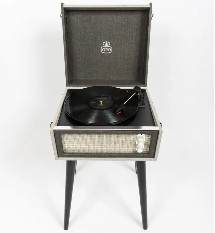 GPO Bermuda - Antika Pikap Plak Çalar Gri-Krem