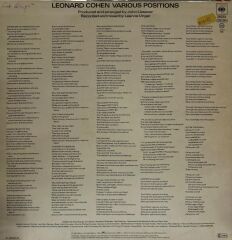 Leonard CohenVarious Positions LP Dance me to the end of Love Bu Albümde