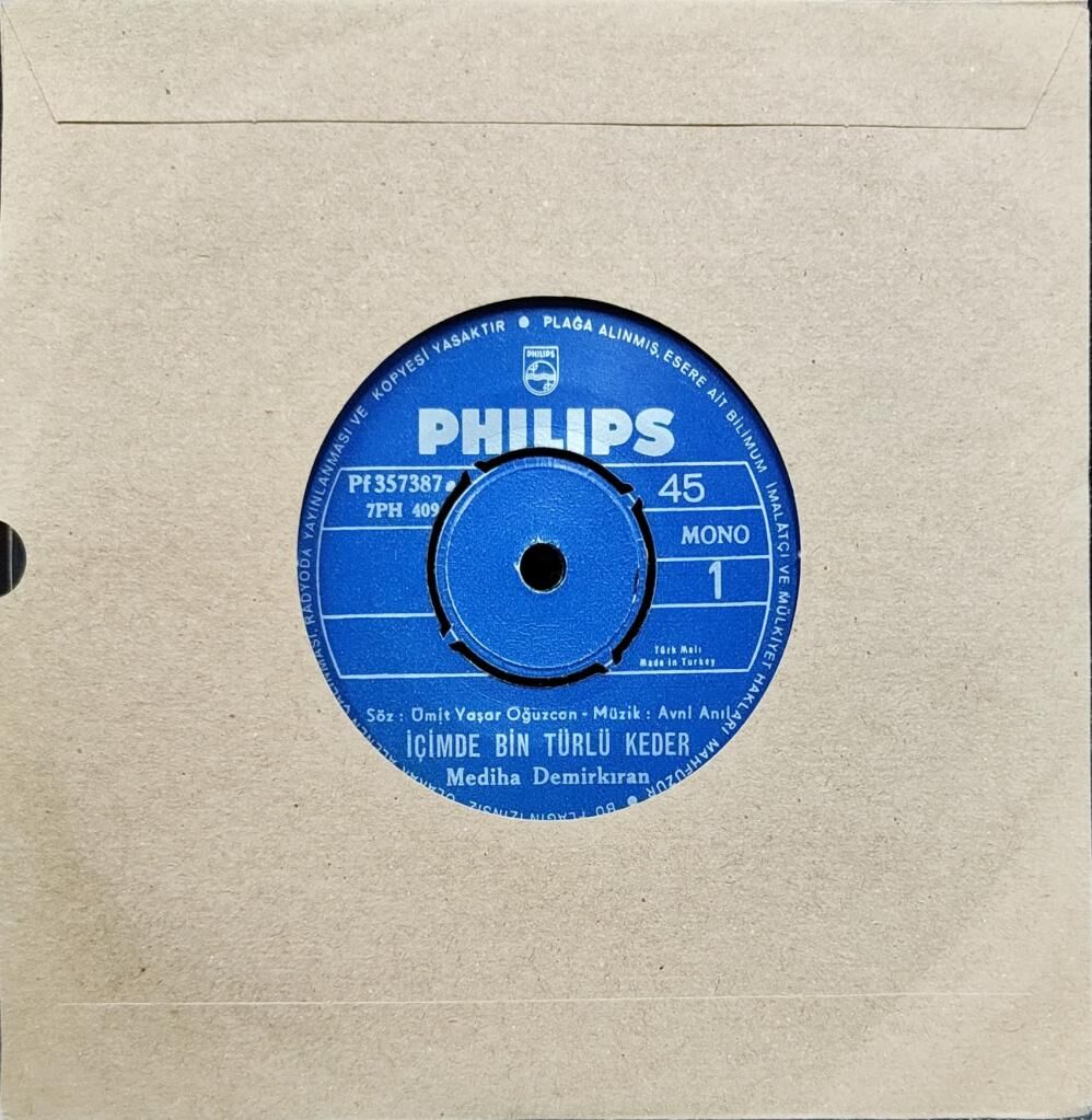 Mediha Demirkıran – İçimde Bin Türlü Keder / Sevmiyorum Seni Artık 45'lik