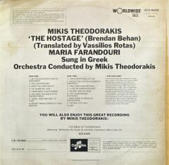 Mikis Theodorakis, Maria Farandouri – ''The Hostage'' (Brendan Behan) LP