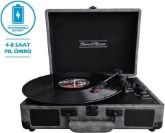 Record Master *ÜCRETSİZ KARGO Record Master ST14012 Gri-Siyah Retro Pikap Bluetooth ve Şarj Özellikli Özel Dış Kaplama Retro Pikap 33, 45, 78 Devir