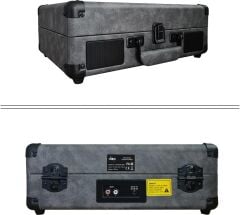 Record Master *ÜCRETSİZ KARGO Record Master ST14012 Gri-Siyah Retro Pikap Bluetooth ve Şarj Özellikli Özel Dış Kaplama Retro Pikap 33, 45, 78 Devir