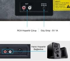 Record Master *ÜCRETSİZ KARGO Record Master ST14012 Gri-Siyah Retro Pikap Bluetooth ve Şarj Özellikli Özel Dış Kaplama Retro Pikap 33, 45, 78 Devir