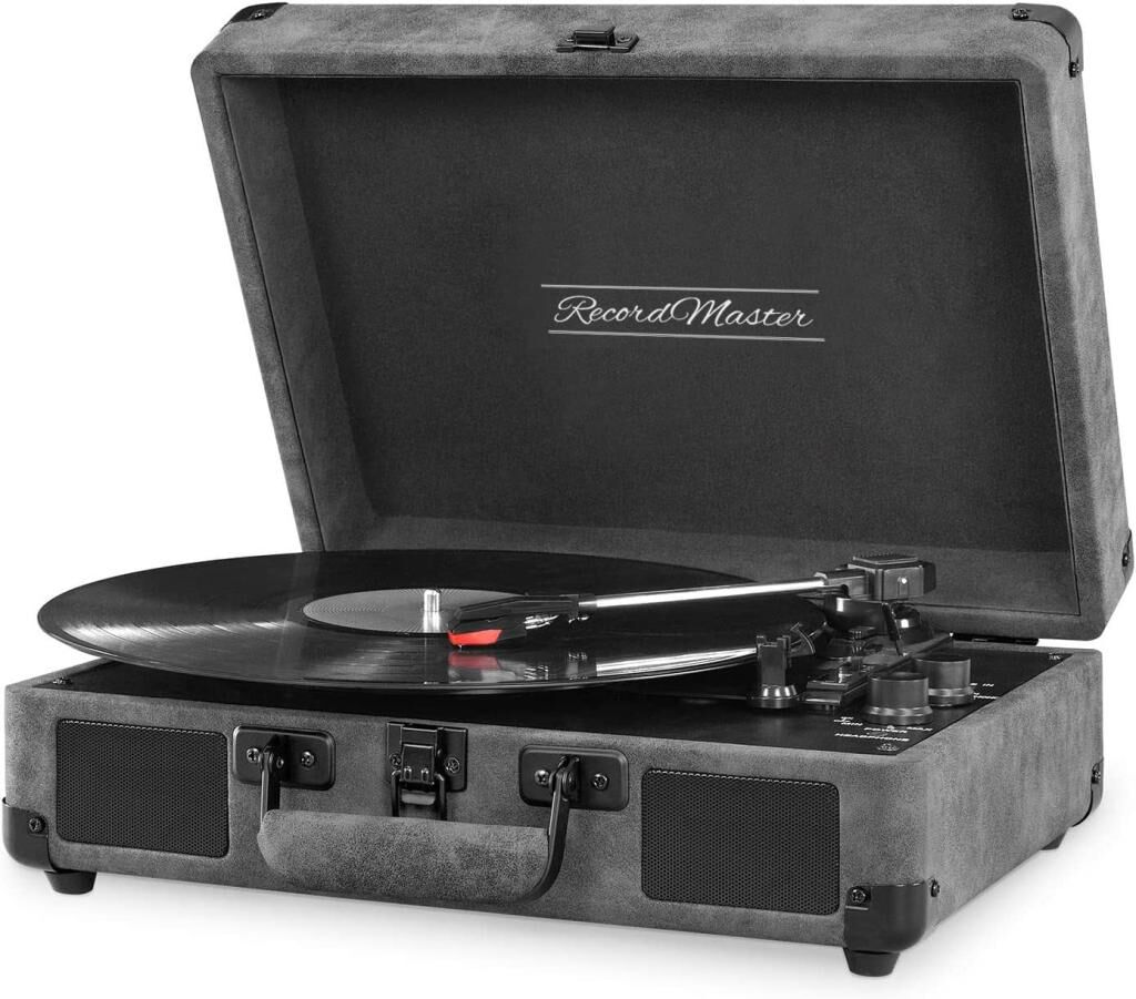 Record Master *ÜCRETSİZ KARGO Record Master ST14012 Gri-Siyah Retro Pikap Bluetooth ve Şarj Özellikli Özel Dış Kaplama Retro Pikap 33, 45, 78 Devir