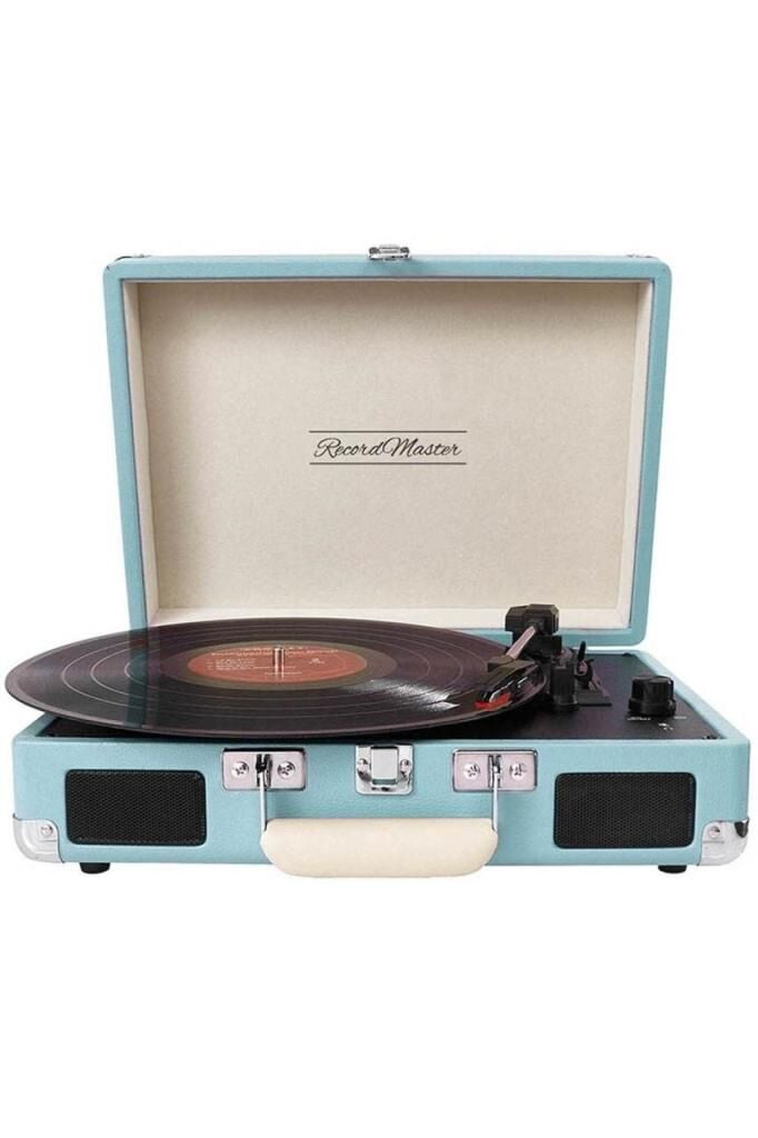 Record Master T310CH Şarj Özellikli Pikap - 33, 45, 78 Devir T310CH- MAVİ (TURKUAZ) PİKAP