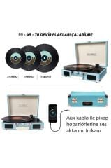 Record Master T310CH Şarj Özellikli Pikap - 33, 45, 78 Devir T310CH- MAVİ (TURKUAZ) PİKAP