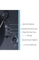 Record Master T310CH Şarj Özellikli Pikap - 33, 45, 78 Devir T310CH- MAVİ (TURKUAZ) PİKAP