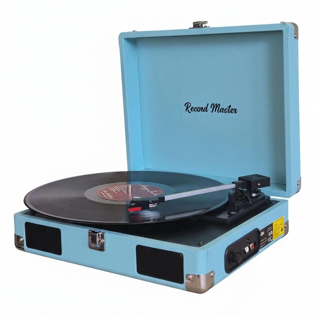 Record Master RM-311 Mavi Renkli Pikap - Tüm Plaklar İle Uyumlu - Power Bank lere Bağlanarak Kullanılabilme