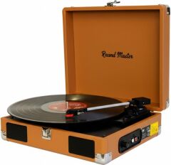 Record Master RM-311 Kahverengi Renkli Pikap - Tüm Plaklar İle Uyumlu - Power Bank lere Bağlanarak Kullanılabilme