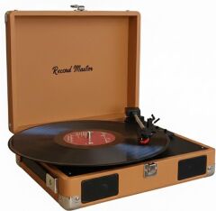 Record Master RM-311 Kahverengi Renkli Pikap - Tüm Plaklar İle Uyumlu - Power Bank lere Bağlanarak Kullanılabilme