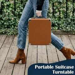 Record Master RM-311 Kahverengi Renkli Pikap - Tüm Plaklar İle Uyumlu - Power Bank lere Bağlanarak Kullanılabilme