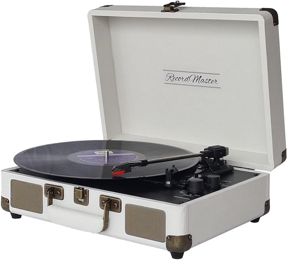 Record Master ST14012 Retro Pikap - Kum Beyazı - Bluetooth ve Şarj Özellikli - Tüm Plakları Çalabilme
