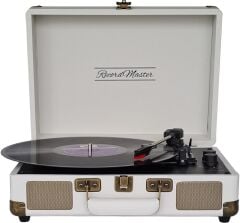 Record Master ST14012 Retro Pikap - Kum Beyazı - Bluetooth ve Şarj Özellikli - Tüm Plakları Çalabilme