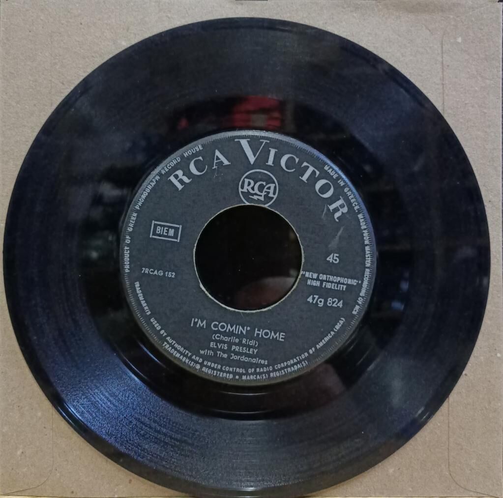Elvis Presley With The Jordanaires – Sentimental Me / I'm Comin' Home 45'lik