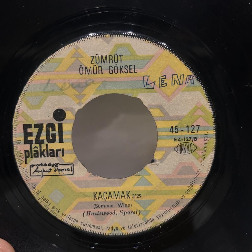 Zümrüt, Ömür Göksel – Bir Kağıt Parçası / Kaçamak 1969 BASKI 45LİK