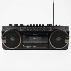 Crownwell Siyah Bluetooth Destekli Nostaljik Kaset Çalar ve Taşınabilir Radyo SİYAH