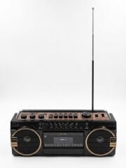 Crownwell Siyah Bluetooth Destekli Nostaljik Kaset Çalar ve Taşınabilir Radyo SİYAH