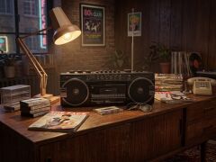 Crownwell Siyah Bluetooth Destekli Nostaljik Kaset Çalar ve Taşınabilir Radyo SİYAH