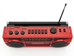 Crownwell Kırmızı Bluetooth Destekli Nostaljik Kaset Çalar ve Taşınabilir Radyo KIRMIZI