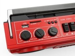 Crownwell Kırmızı Bluetooth Destekli Nostaljik Kaset Çalar ve Taşınabilir Radyo KIRMIZI