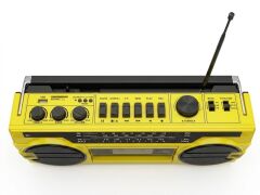 Crownwell Sarı Bluetooth Destekli Nostaljik Kaset Çalar ve Taşınabilir Radyo SARI