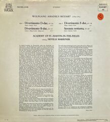 Wolfgang Amadeus Mozart / Academy Of St. Martin-in-the-Fields - Neville Marriner – Divertimenti, Kv 136 • 137 • 138 • Serenata Notturna LP