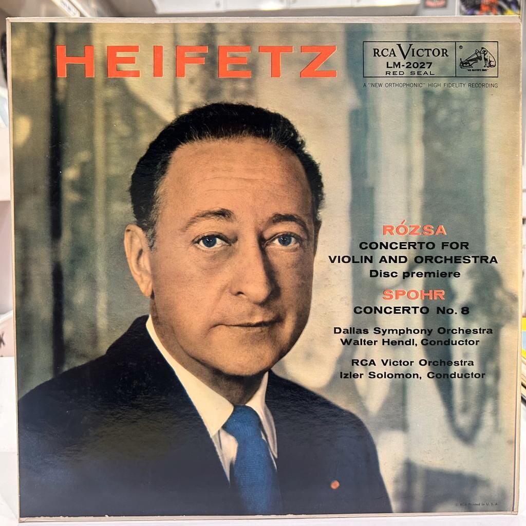 Heifetz - Rózsa / Spohr – Concerto For Violin And Orchestra / Concerto No. 8 AMERİKA 1956 BASKI LP