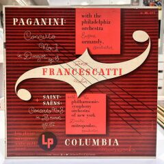 Zino Francescatti With The The Philadelphia Orchestra, Eugene Ormandy, Philharmonic-Symphony Orchestra Of New York, Dimitri Mitropoulos – Concerto No.1 In D Major, Op. 6 + Concerto No. 3 In B Minor, Op. 61 1954 BASKI LP