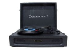 Crownwell Pikap Casablanca Özel Kumaş Kaplama Retro Görünümlü Şık Çanta Model Dahili Bataryalı Şarjlı Bluetooth Pikap AMBALAJINDA SIFIR
