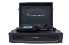 Crownwell Pikap Casablanca Özel Kumaş Kaplama Retro Görünümlü Şık Çanta Model Dahili Bataryalı Şarjlı Bluetooth Pikap AMBALAJINDA SIFIR