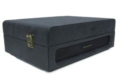 Crownwell Pikap Casablanca Özel Kumaş Kaplama Retro Görünümlü Şık Çanta Model Dahili Bataryalı Şarjlı Bluetooth Pikap AMBALAJINDA SIFIR
