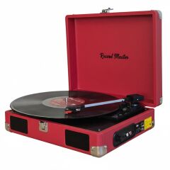 Record Master RM-311 Kırmızı Renkli Pikap - Tüm Plaklar İle Uyumlu - Power Bank lere Bağlanarak Kullanılabilme
