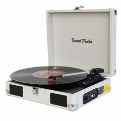 Record Master RM-311 Açık Gri Renkli Pikap - Tüm Plaklar İle Uyumlu - Power Bank lere Bağlanarak Kullanılabilme