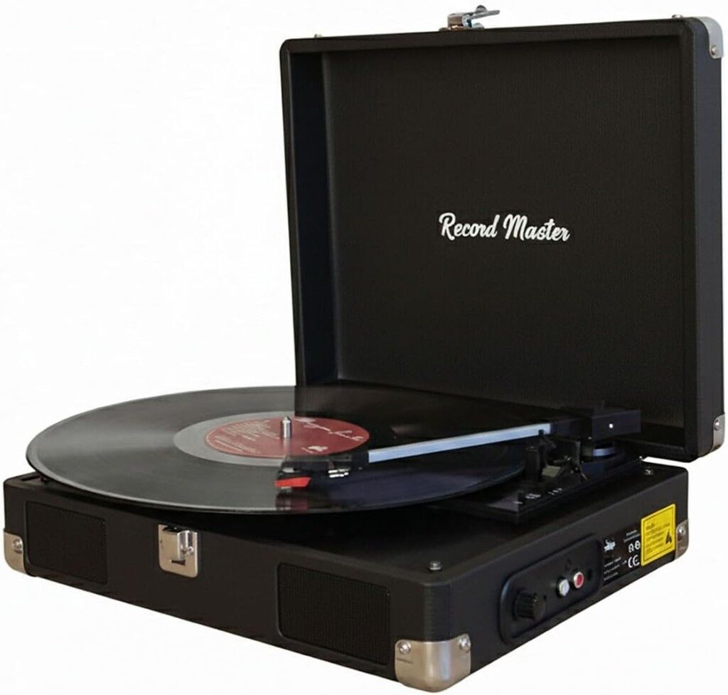 Record Master RM-311 Siyah Renkli Pikap - Tüm Plaklar İle Uyumlu - Power Bank lere Bağlanarak Kullanılabilme