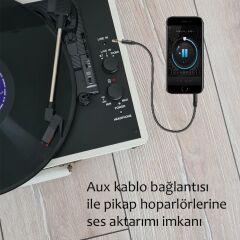 Record Master *ÜCRETSİZ KARGO Record Master ST14012 Kum Beyazı Retro Pikap Bluetooth ve Şarj Özellikli Özel Dış Kaplama Retro Pikap 33, 45, 78 Devir