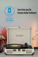 Record Master *ÜCRETSİZ KARGO Record Master ST14012 Bej (Keten) Retro Pikap Bluetooth ve Şarj Özellikli Özel Dış Kaplama Retro Pikap 33, 45, 78 Devir