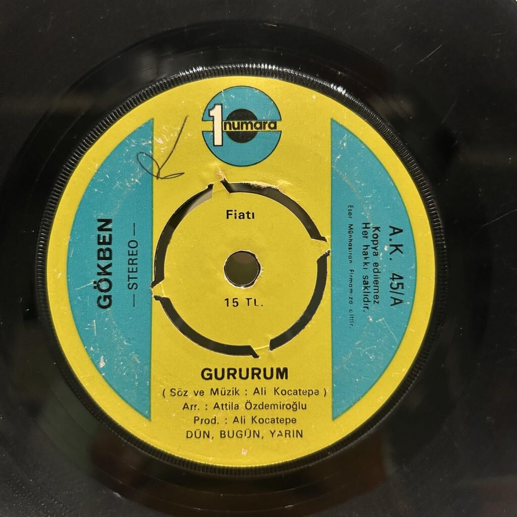 Gökben ‎– Gururum / Eninde Sonunda 1975 BASKI 45LİK