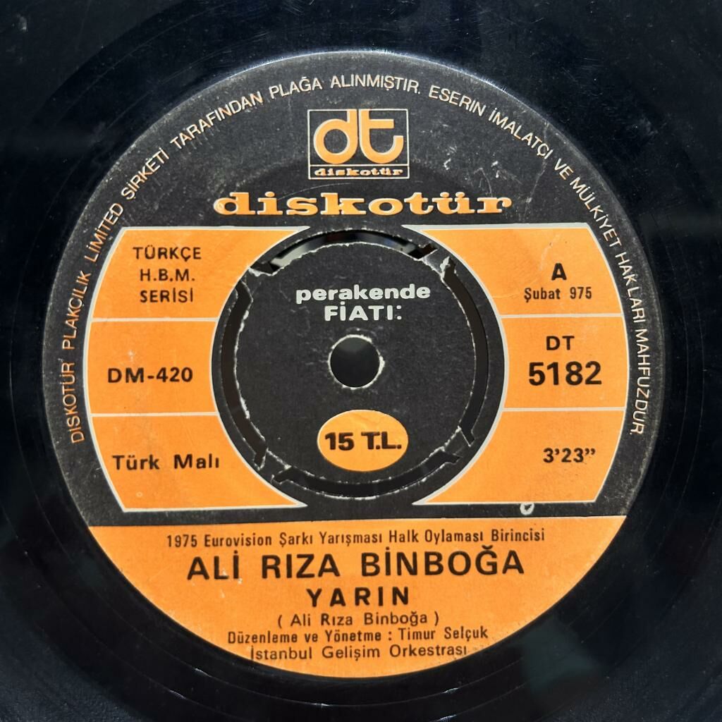 Ali Rıza Binboğa ‎– Yarın / Sen De Katıl Bize 1975 BASKI 45LİK