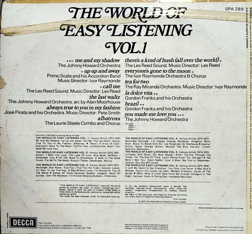Various – The World Of Easy Listening Vol. 1 LP