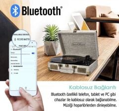 Record Master St14012 Özel Kumaş Kaplama Retro Pikap 33, 45, 78 Devir *ÜCRETSİZ KARGO