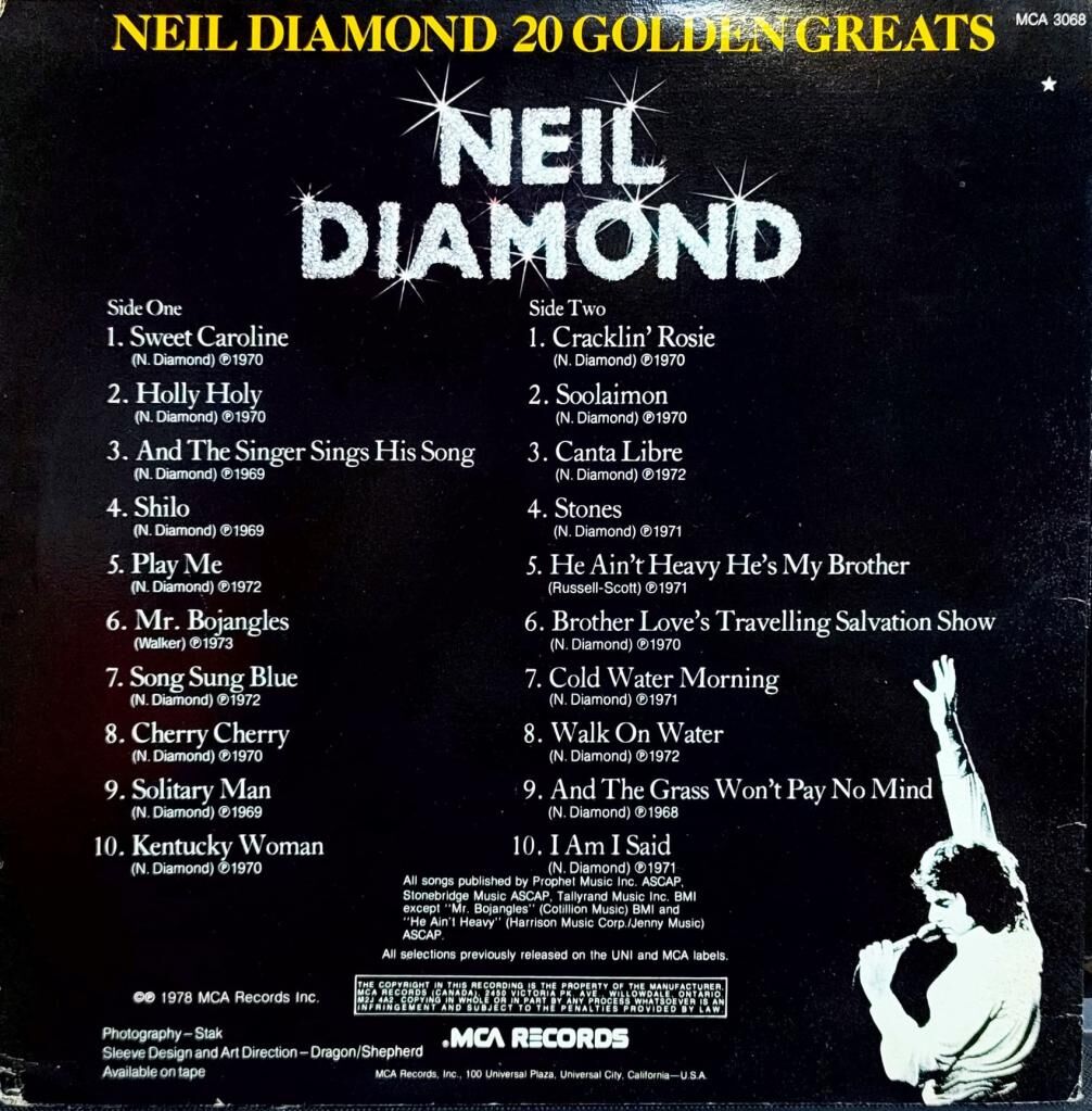 Neil Diamond – 20 Golden Greats LP