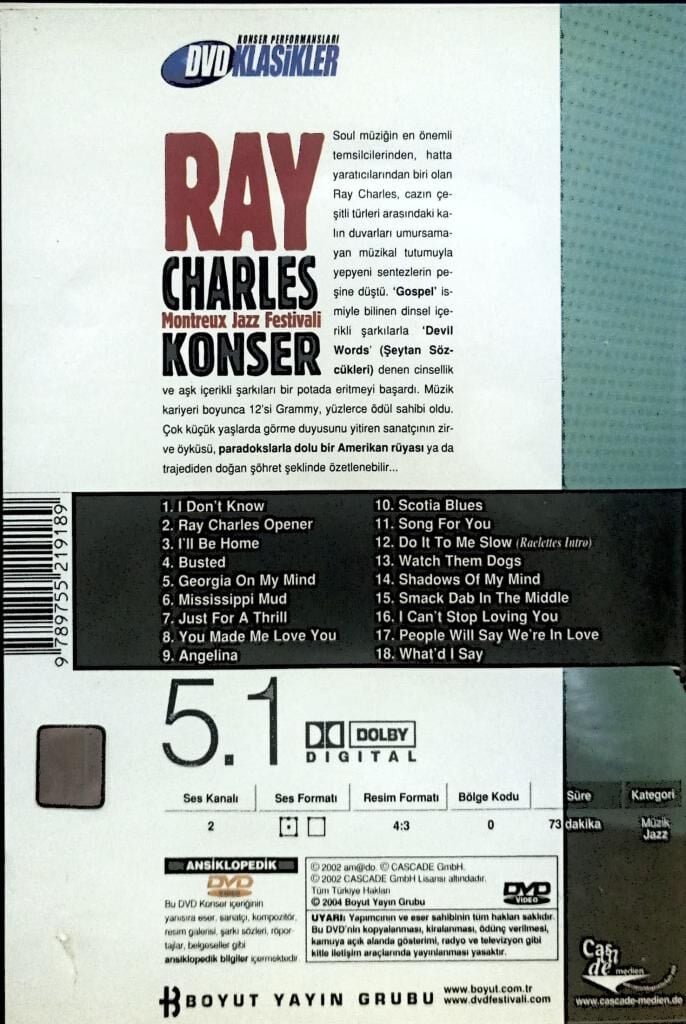Ray Charles Montreux Jazz Festivali DVD Konser